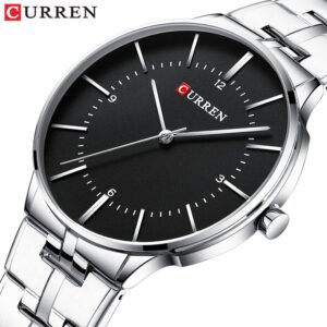 Curren Relógio Masculino Moda Simples Casual Aço Inoxidável Quartzo