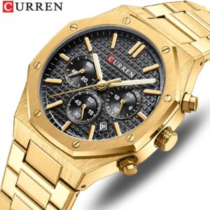 Curren Relógios Masculinos Marca Original Aço Inoxidável Mãos