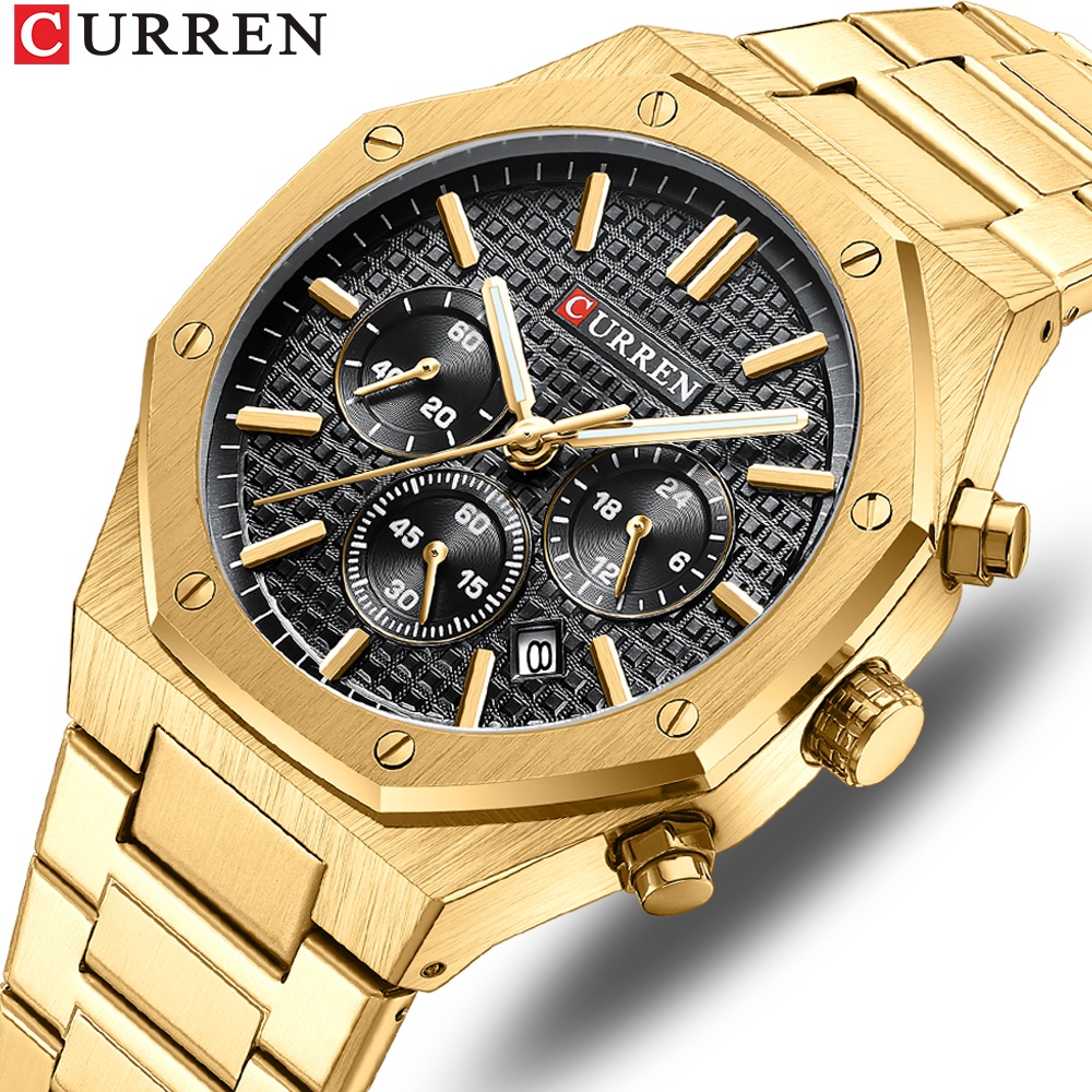 Curren Relógios Masculinos Marca Original Aço Inoxidável Mãos
