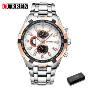 Curren Top Marca Moda Relógios Masculinos Quartzo Negócios Aço