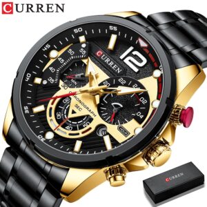 Curren Top Trend High-end Luxo Quartzo À Prova D’água Temperamento De