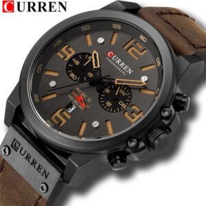Curren Topo Marca De Luxo Militar Couro Masculino À Prova Dwaterproof