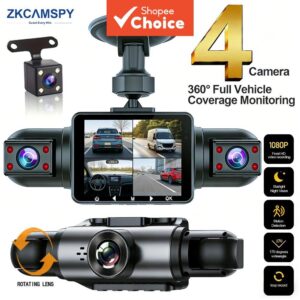 Dash Cam Para Carro 4 CH Gravador De Vídeo Com Visão Noturna Monitor