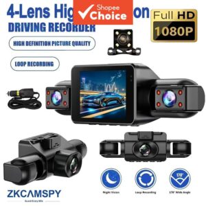 Dash Cam Para Carro Quad Camera Gravador De Vídeo Monitor De