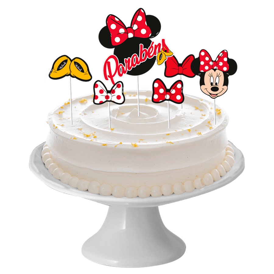 Decoração De Bolo Minnie Mouse 6 unidades Regina Rizzo