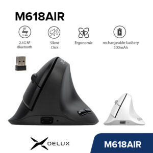 Delux M618AIR Mouse Vertical Recarregável Sem Fio Bluetooth