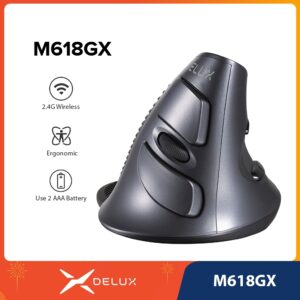 Delux M618GX Mouse Óptico Ergonômico Vertical Sem Fio 6 Botões