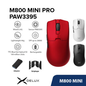 Delux M800 Mini Series Mouse Para Jogos DPI Max 26000 Com Fio 2.4G
