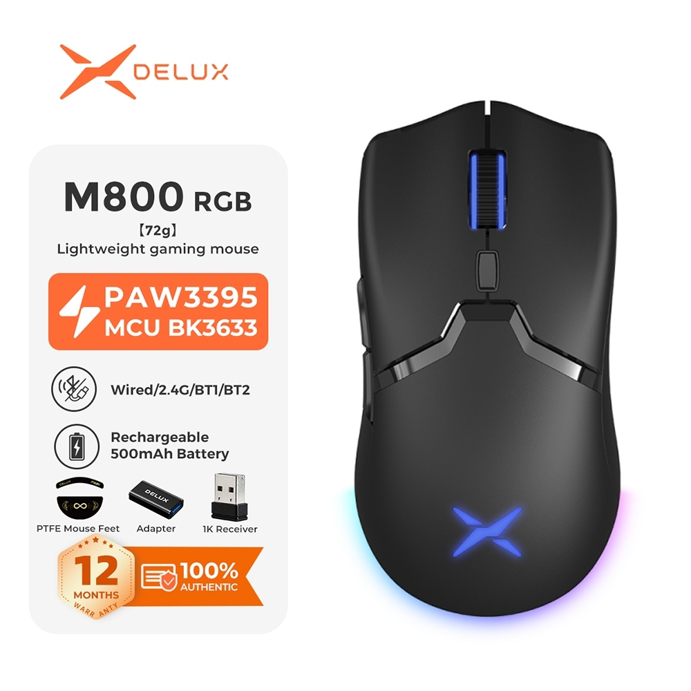 Delux M800 RGB 26000DPI Bluetooth Recarregável Programável Sem fio — Informática