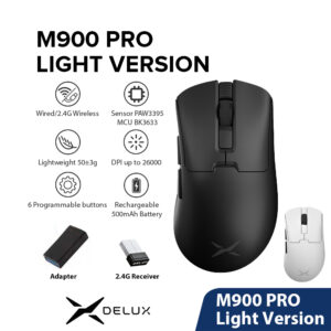 Delux M900 PRO-Light Versão Gaming Mouse 26000DPI Com Fio 2.4G Sem