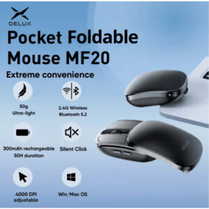 Delux MF20 Mouse Dobrável Sem Fio Ultraleve 50g Portátil Silencioso