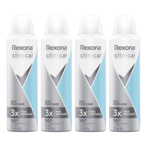 Desodorante Rexona Aerosol Clinical sem Perfume 150ml Kit com 4