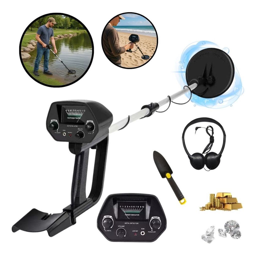 Detector De Metais Importway Prata Ouro Cobre 1,5m Profundidade Pá e — Áudio e Fones