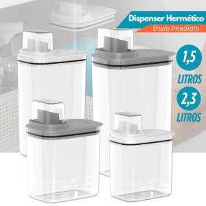 Dispenser Organizador Lavanderia 2,3 e 1,5 Litros Acrílico amaciante