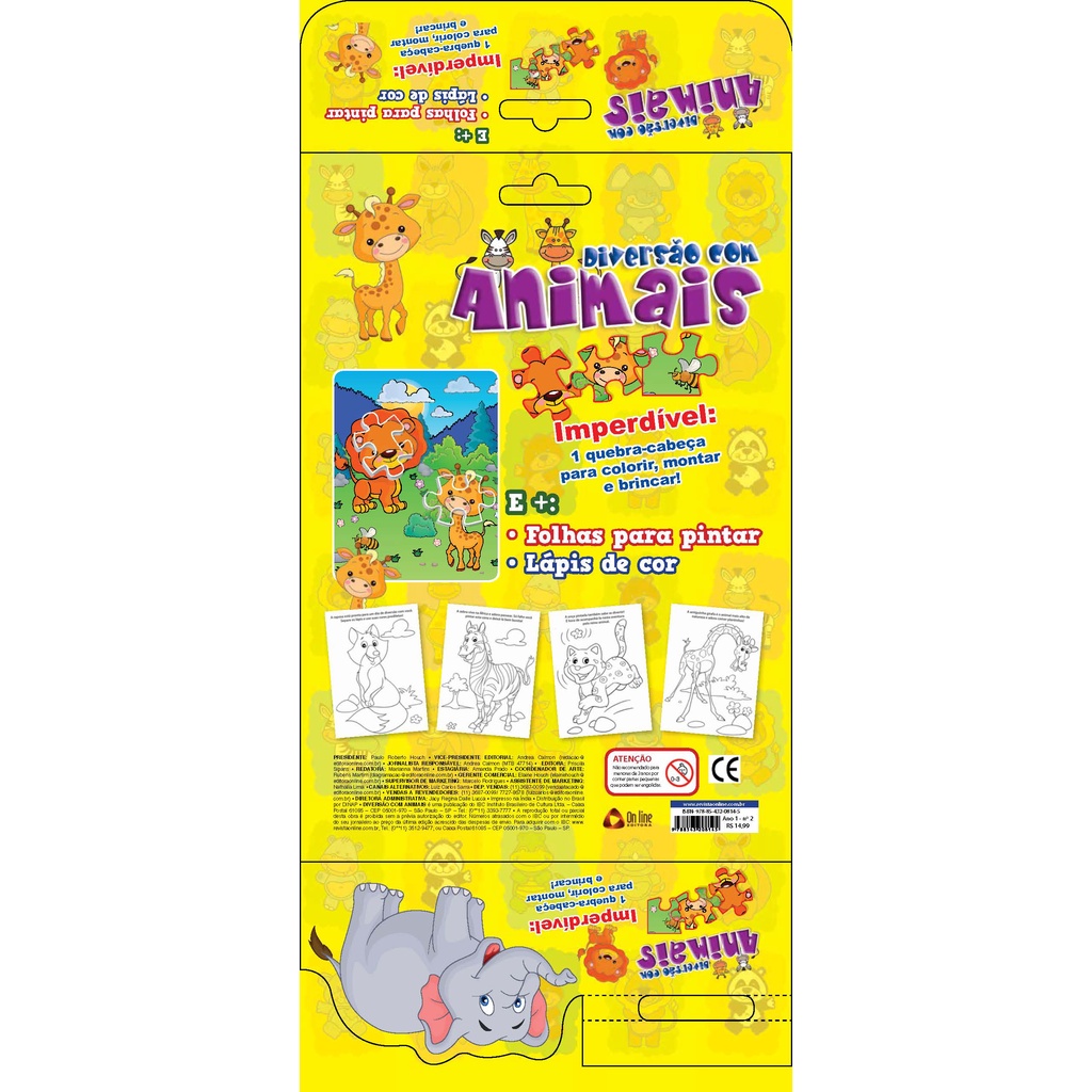 Diversão com Animais com Quebra-cabeça para Colorir
