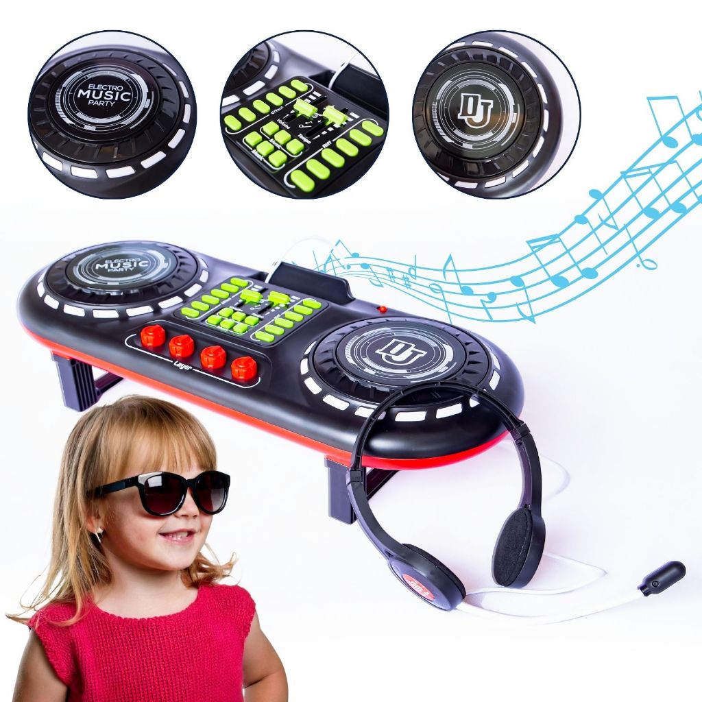 DJ Mixer Infantil Com Fone Brinquedo Mesa Controladora Simulador Luz
