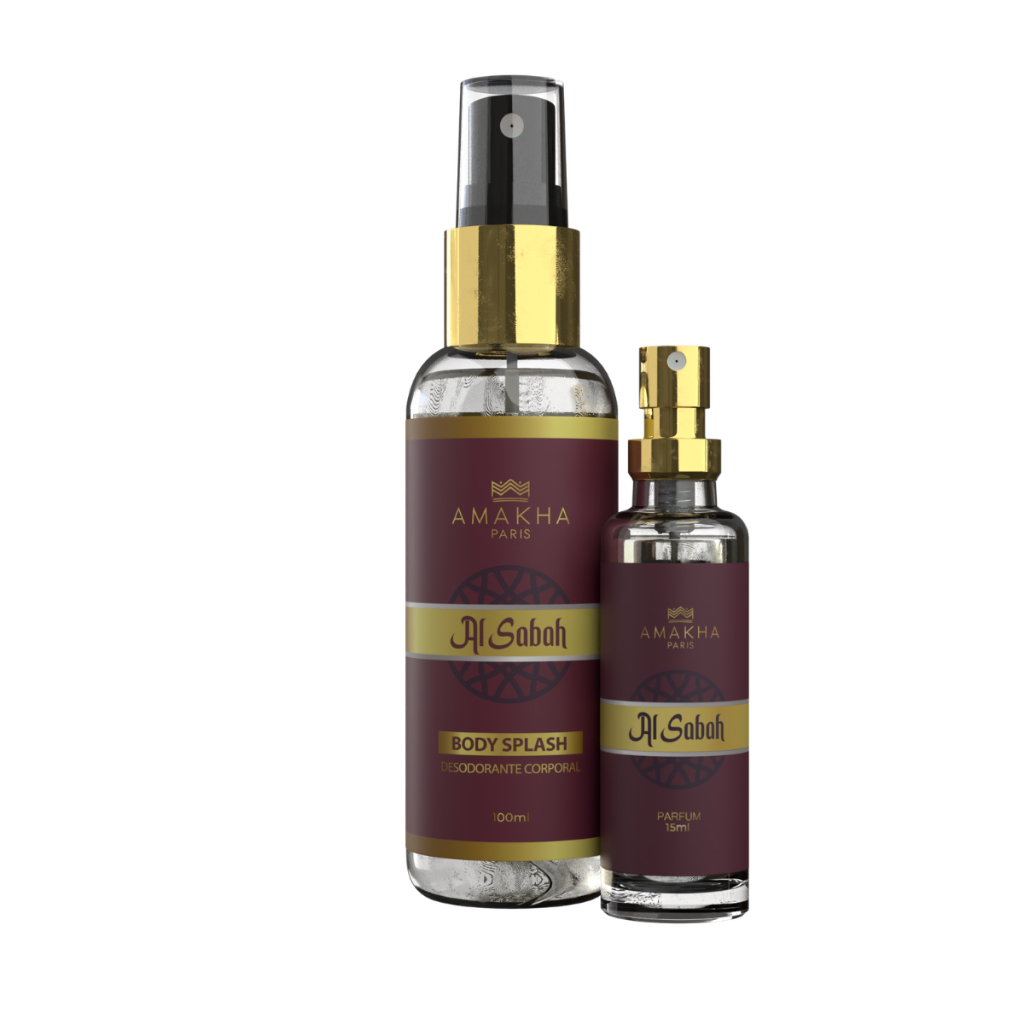 Duo Feminino Árabe Al Sabah Perfume 15ml Body Splash 100ml Amakha — Perfumes