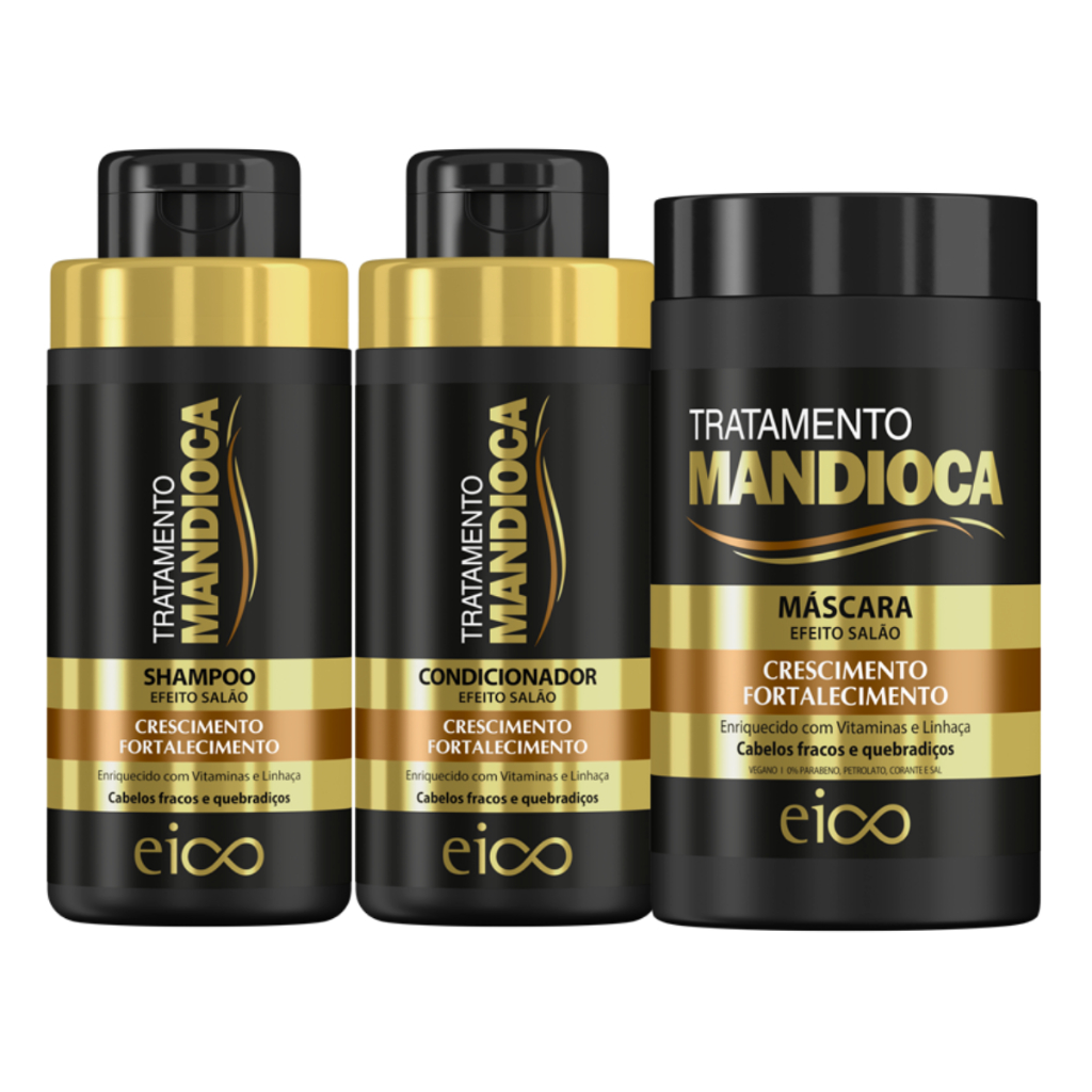 Eico Tratamento Mandioca Shampoo e Condicionador 450ml Máscara — Cabelos