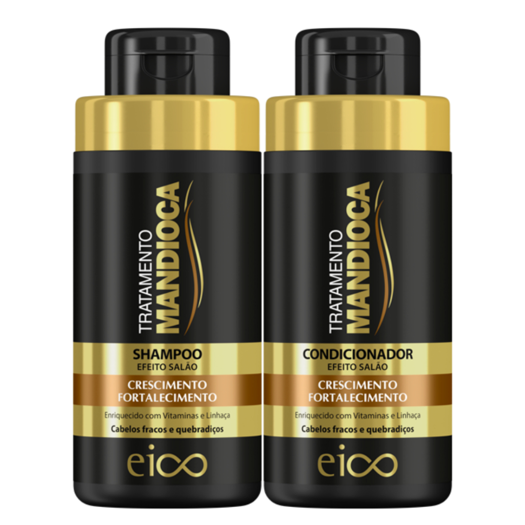 Eico Tratamento Mandioca Shampoo Sem Sal e Condicionador Leave-in — Cabelos