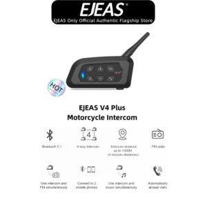 Ejeas V4 Plus 1 Pack Intercomunicador Sem Fio Bluetooth Capacete De