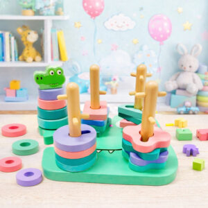 Encaixe Divertido Formas e Cores 22pcs Brinquedo Montessori Elefante