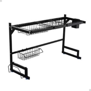 Escorredor De Louça 85cm Suspenso Preto Aço Inox Premium Organizador