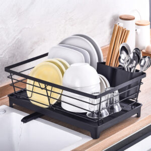 Escorredor de Louça Compacto Aço Inox C Porta-Talher Deend