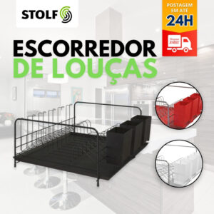 Escorredor de Louças Bali Tubular com Bandeja e Porta Talheres
