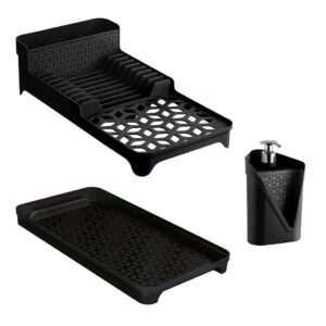 Escorredor de Louças com Porta Talher Bandeja e Dispenser de