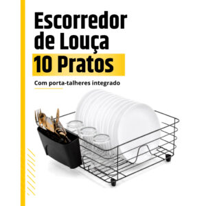 Escorredor de Louças Pratos Mor com Porta Talheres 10 Pratos Oferta