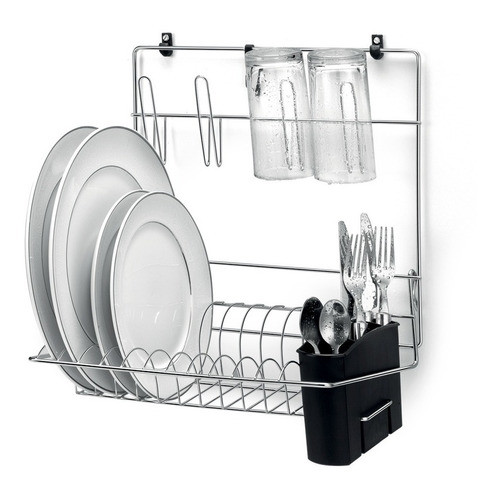 Escorredor De Parede De Inox Para Talheres Copos Pratos Organizador
