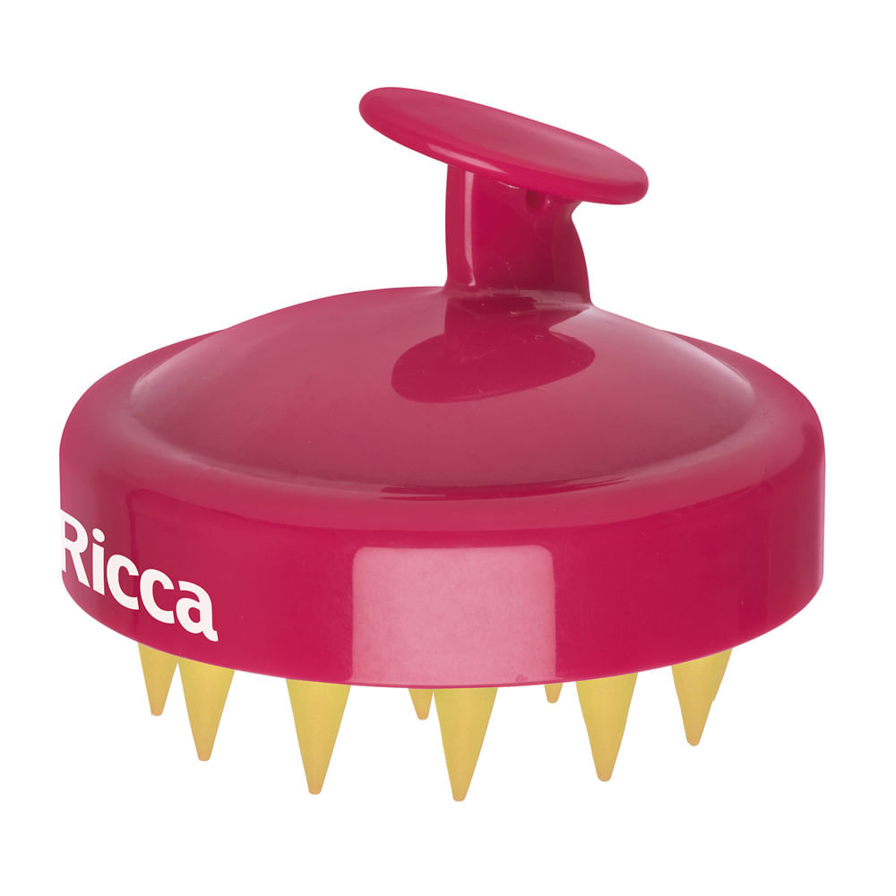 Escova Massageadora de Couro Cabeludo Ricca Brush Shampoo Rosa 1 — Cabelos