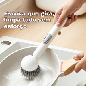 Escova para Lavar Panela com Porta Detergente Cabo Longo e Cabeça