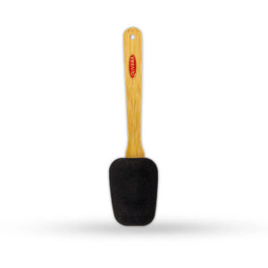 Espátula Silicone Preta 25cm Cabo Bambu Utensílio Cozinha Resistente