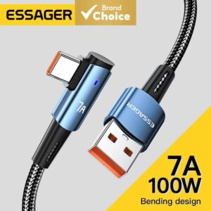 Essager 7A Cabo USB Tipo C 90 Graus Para Oppo 100W Carregamento