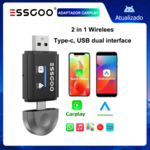 Essgoo Adaptador carplay de carro Conversor Sem Fio Wireless Carplay