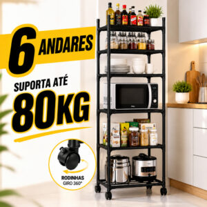 Estante 5 6 Prateleiras Aço Multiuso Organizador para Cozinha, Casa e