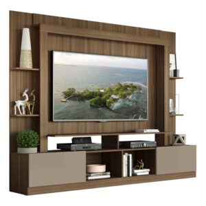 Estante com Suporte para TV até 65″ Multimóveis Oslo Madeirada Lacca
