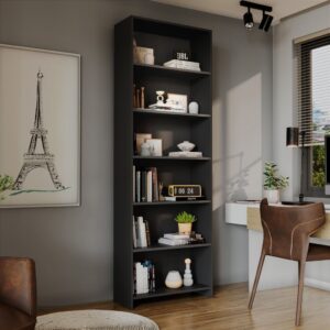 Estante de Livros 57CMX182CM 5 Prateleiras Preto Preto