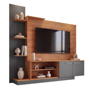 Estante Home Theater Hava 2 Portas 2 Nichos 3 Prateleiras Suporta TV