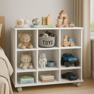 Estante Infantil Organizadora Brinquedos com Rodinhas 9 Nichos Mdf