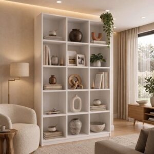 Estante Livreiro Colméia 15 Nichos Organizador Moderno Loja Casa