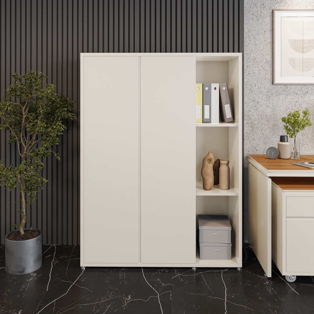 Estante Livreiro Organizador Multiuso Alto Office 2 Portas 4
