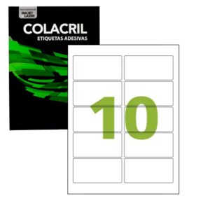 Etiqueta Adesiva A4 100 Folhas para Impressora 50,8 X 101,6mm Modelo
