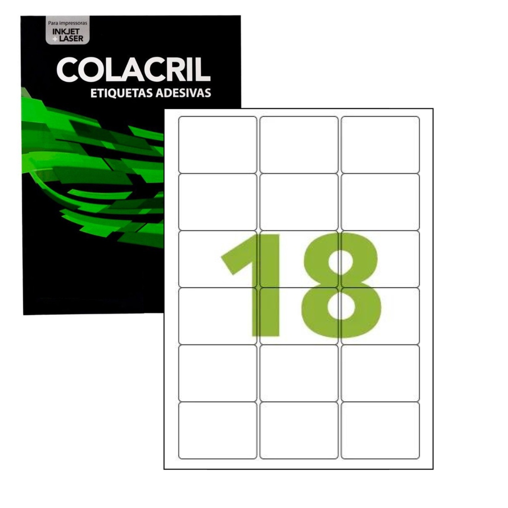 Etiqueta Adesiva A4 100 Folhas para Impressora 63,5 X 46,6mm Modelo