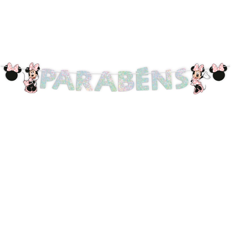 Faixa Parabéns Minnie Mouse Rosa 1 unidade Regina Rizzo — Informática