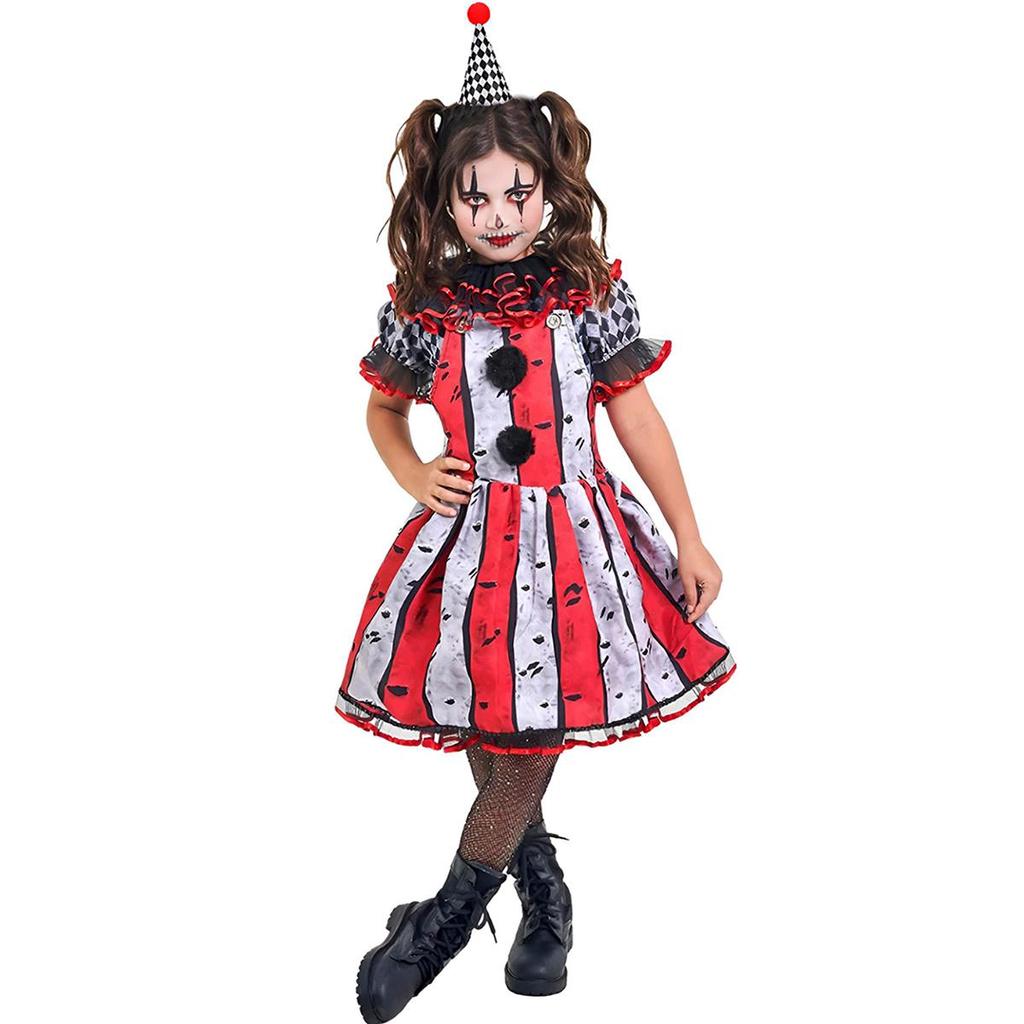 Fantasia Infantil Halloween Palhaça de Circo de Terror pra Menina — Brinquedos