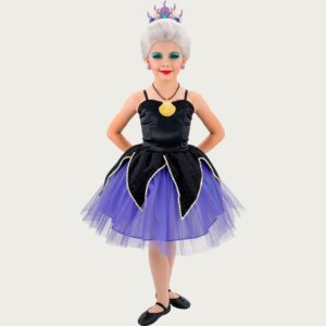 Fantasia Infantil Menina de Luxo Cosplay Úrsula Vilã Disney Pequena