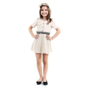 Fantasia Infantil Sáfari Vestido Com Chapéu Original Feminino