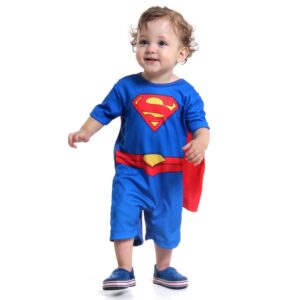 Fantasia Infantil Super Homem Bebê Com Capa Liga Da Justiça